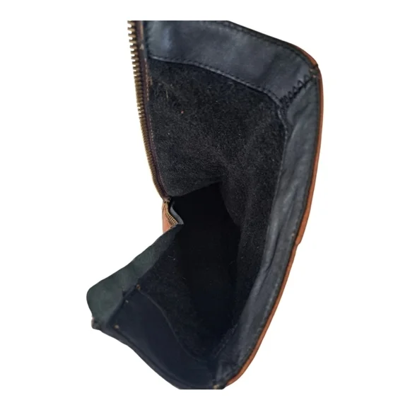 Leather women's tan heeled ankle boots booties Made in Italy zip closure heel 3" - Picture 9 of 12